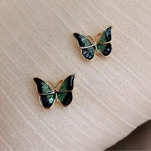 Green Butterfly Women Earrings Stud Luxury Wedding Jewelry Gift